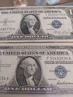 2 1957  1 Dollar Silver Certificate Note Bill Blue Seal - Circulated  1 - 1957-a