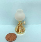 Dollhouse Miniature Brass Looking Lamp With A Ciear Frosted Shade