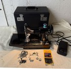 Terrific  Rare Singer 221- Featherweight Sewing Machine - W  Case  Extras 