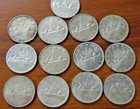 Canadian Silver Dollars Bulk Lot 13 Coins 1967 Or Earlier  800 Fine