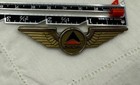 Vintage Delta Airlines Jr Pilot Wings Stoffel Gold Plastic Pin Red Navy Logo