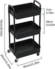  Plastic Rolling Utility Cart With Handle  Multi-functional Storage Trolley 