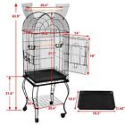64in Rolling Bird Cage Wrought Iron Top Open Large Parrot Cage W rolling Stand