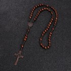Christ Jesus Wooden Beads 8mm Rosary Bead Cross Car Pendant Woven Rope Chain Nec