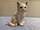 Vintage Lefton 3-3 4  Fluffy White Persian Cat Kitten Figurine  h1513 Blue Eyes