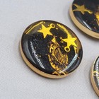 Vintage Set Of 3 Buttons Lucite Ship Gold Tone Black Round 1 1 8 