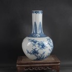 Chinese Qing Kangxi Blue And White Porcelain Fruit Pattern Vase 10 6 Inch