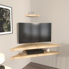 Mensi 47    Natural Oak Color Wall Mounted Floating Corner Tv Stand With Shelf