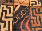 2x4 Antique African Kuba Showa Cloth Raffia Handmade Textile Natural Woven