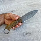 Hand-forged Damascus Steel Hunting Knife     5    Blade  Full Tang  W  Sheath