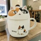 Kawaii Cat Ceramic Mug With Lid Neko Sankyodai Rose Coffee Tea Cup Japan