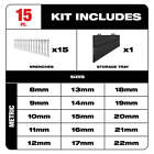 Milwaukee 48-22-9513 Flex Head Ratcheting Metric Combination Wrench Set - 15 Pc