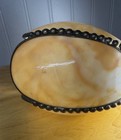 Antique Carmel Slag Glass Bent Panel Lamp Shade 2-1 4    Fitter Art Glass