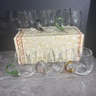 Vintage Handblown Glass Mug Colored Handle Set Of 8