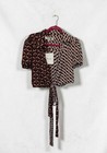 Diane Von Furstenberg Geo Print Wrap Crop Blouse Silk Blend Sm Nwt