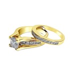 14k Gold Plated Princess Cut Engagement Wedding Rings Set For Womens Size 5-11