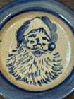 Rowe Pottery Works Salt Glaze Christmas Santa Clause Coaster Trinket Dish 4   