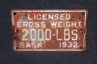 1932 Saskatchewan Canada Truck License Plate