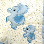Vintage 1981 Baby Nursery Comforter Blanket Blue Elephants Hearts Quilted Crib
