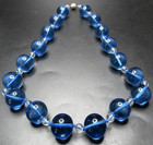French Beautiful Blue Glass Beaded Vintage Necklace