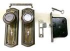 Antique Door Set Victorian   Eastlake Backplate Knob Mortise Lock Key Reclaimed