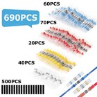690pcs Solder Sleeve Seal Heat Shrink Butt Wire Connectors Terminals Waterproof