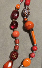 Estate Brick Red Assorted Antique African Trade Bead Double Strand Necklace