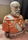 Antique 1901 King Edward Vii Ceramic Bust Tobacco Jar Humidor Coronation Rare