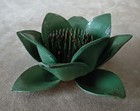 Vintage Green Metal Lotus Lily Flower Frog   Silver Sunflower Pin Frog Lot Of 2