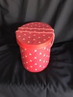 Mcm Red Sewing Box With 3 Wooden Spools 