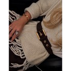 Via Spiga Wide Belt S Brown Snake Embossed Suede Leather Gold Buckle Waist   Hip