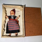 3 75    Norwegian Girl Stone Bisque Miniature Dollhouse Doll Vintage Original Box