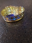 Vtg Mirrored 4    Vanity Tray Ornate Regency Gold Filigree Edge Heart Shaped