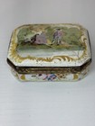 Antique Snuff Pill Box Handpaintedcourting Couple Enamel Batterseabilston