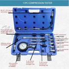11 Pcs Cylinder Compression Tester Gas Engine Gauge Kit Tool Auto Car Motorcycle