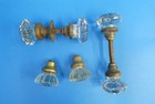 Lot Vintage Clear Glass Door Knobs Brass Hardware Antique Architectural Salvage
