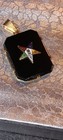 Vintage 10k Eastern Star Black Onyx Pendant 