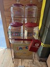 Lance Cracker Display W  4 Jars And Lids Rack   Sign And Honor Box For Coins