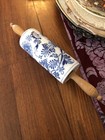 Antique Blue Onion Ceramic Rolling Pin Gmt   Bros Germany 