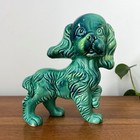 Vintage Green And Blue Ceramic Puppy