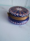 Antique Moser Enameled Cobalt Blue Glass Paste Jar W  Hinge