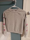 Girls Size 10-12 Gray Sweater With Flowers