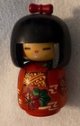 Rare 1970s Japanese Hsnd Painted Kokeshi Doll Autumn Colors Signed 5 Inches Tall