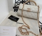 Chanel Makeup Vip Gift White Mini Top Handle Flap Bag  no Box 