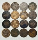 Lot Of 16 Circulated  Lower-grade Canada Large Cents  1859 - 1920  lot 2 