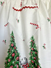 Vintage 50s Mcm Red  Green   White Christmas Tree Presents Cats Apron - Nos