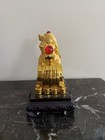 Feng Shui Fortune Gold Rabbit With Treasure Pot  yuan Boa On Base Statue  7 75   h