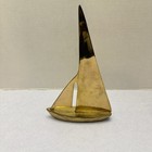 Heavy Mcm Brass Sailboat Nautical Decor Coastal Beach Boat Mid Century 10   