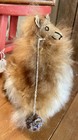 Alpaca Llama Real Fur Plush Figure Brown White Soft Wool Stuffed Animal Toy