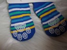 Blue Stripe Non-skid Socks Dog Puppy L New Washable Paws Large Top Paw